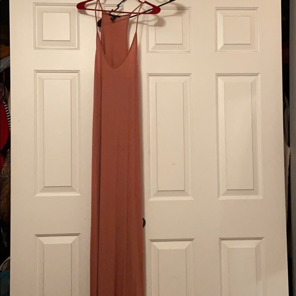 Pink maxi dress.